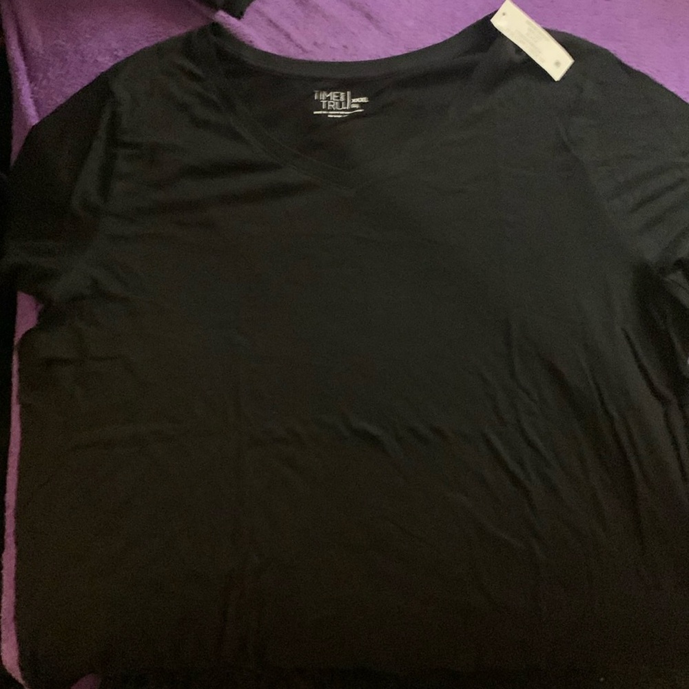 Women’s Time and Tru Black V-neck Tee